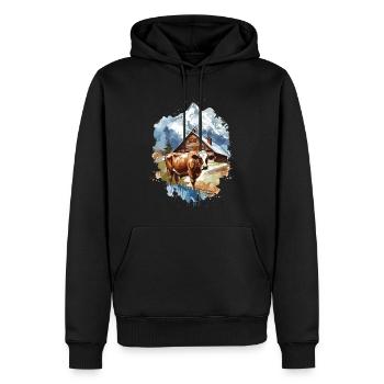Zermatt, Matterhorn, Matterhorn, Wanderer - Männer Premium Bio Hoodie - Schwarz - Vorne - Nico (187cm)