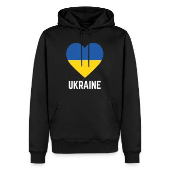 Je soutiens l’Ukraine - Sweat à capuche Premium bio Homme - noir - Devant - Nico (187cm)