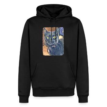 black cat - our favorite - Men’s Premium Organic Hoodie - black - Front - Nico (187cm)