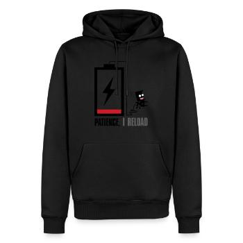 Patience, je recharge... - Sweat à capuche Premium bio Homme - noir - Devant - Nico (187cm)