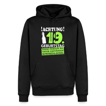 19 Geburtstag Besoffen Alkohol Jahre - Männer Premium Bio Hoodie - Schwarz - Vorne - Nico (187cm)