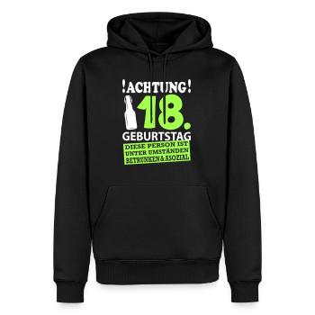 18 Geburtstag Besoffen Alkohol Jahre - Männer Premium Bio Hoodie - Schwarz - Vorne - Nico (187cm)