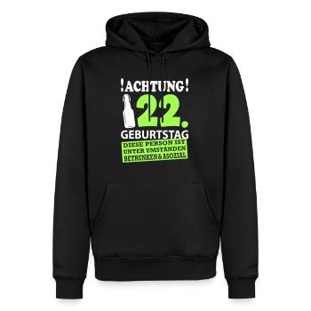 22 Geburtstag Besoffen Alkohol Jahre - Männer Premium Bio Hoodie - Schwarz - Vorne - Nico (187cm)
