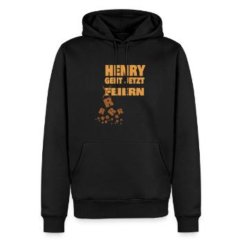 henry - Männer Premium Bio Hoodie - Schwarz - Vorne - Nico (187cm)