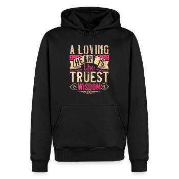 Ein liebendes Herz ist die wahrhaftigste Weisheit - Männer Premium Bio Hoodie - Schwarz - Vorne - Nico (187cm)