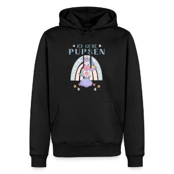 Ich Liebe Pupsen Design mit Einhorn Design - Männer Premium Bio Hoodie - Schwarz - Vorne - Nico (187cm)