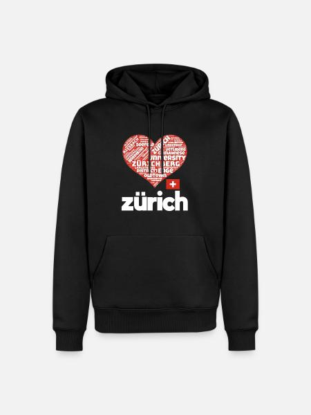 Zürich - Männer Premium Bio Hoodie - Schwarz