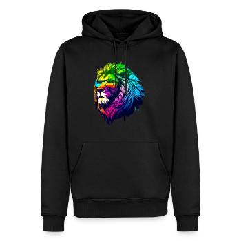 Lion à lunette - Sweat à capuche Premium bio Homme - noir - Devant - Nico (187cm)
