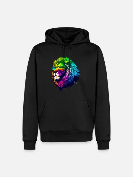 Bespectacled Lion - Men’s Premium Organic Hoodie - black