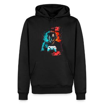 Gamer - Men’s Premium Organic Hoodie - black - Front - Nico (187cm)