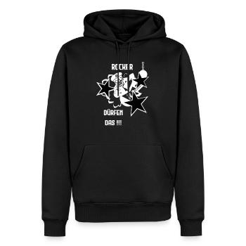 Rocker Dürfen Das !!! - Männer Premium Bio Hoodie - Schwarz - Vorne - Nico (187cm)