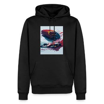 Style d’éclaboussure aquarelle de voiture de course - Sweat à capuche Premium bio Homme - noir - Devant - Nico (187cm)