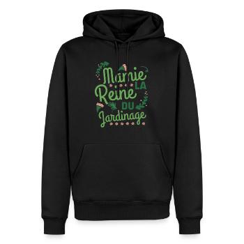 Mamie reine du jardinage cadeau humour jardin - Sweat à capuche Premium bio Homme - noir - Devant - Nico (187cm)