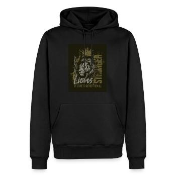 Des Lions plus forts - Sweat à capuche Premium bio Homme - noir - Devant - Nico (187cm)