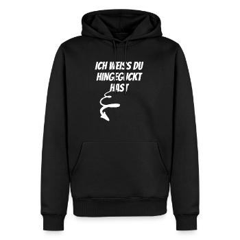 Je sais où tu as regardé Malle Party sexy - Sweat à capuche Premium bio Homme - noir - Devant - Nico (187cm)