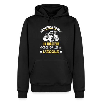 Geboren, um einen Traktor zu fahren Geschenk Humor - Männer Premium Bio Hoodie - Schwarz - Vorne - Nico (187cm)