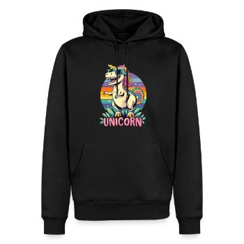 T-Rex Unicorn with Sunglasses - Men’s Premium Organic Hoodie - black - Front - Nico (187cm)