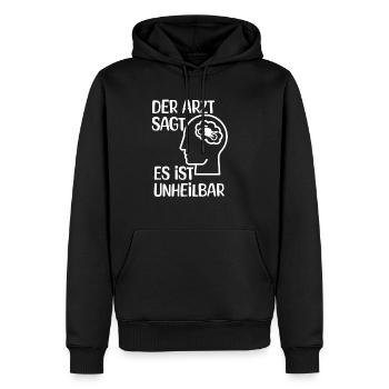 Moto - Le médecin dit que c’est incurable - Sweat à capuche Premium bio Homme - noir - Devant - Nico (187cm)