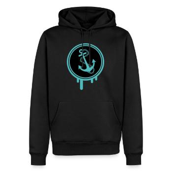 Blobs d’icônes d’ancrage - Sweat à capuche Premium bio Homme - noir - Devant - Nico (187cm)