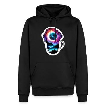Silhouette / Wald / Porträt / Bäume / Person - Männer Premium Bio Hoodie - Schwarz - Vorne - Nico (187cm)