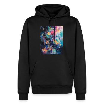Constellations cosmiques : une symphonie céleste - Sweat à capuche Premium bio Homme - noir - Devant - Nico (187cm)