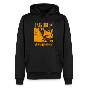 La pratique du paintball est un progrès, visage (orange) - Sweat à capuche Premium bio Homme - noir - Devant - Nico (187cm)