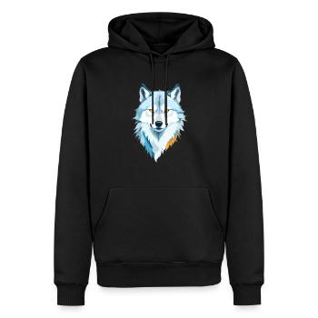 Wolf Vektor Kunst mit lebendigen Farben Illustration - Männer Premium Bio Hoodie - Schwarz - Vorne - Nico (187cm)