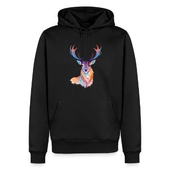 Hirsch Vektor Kunst mit lebendigen Farben Illustration - Männer Premium Bio Hoodie - Schwarz - Vorne - Nico (187cm)