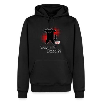 Hungry Cat - What about can?! - Men’s Premium Organic Hoodie - black - Front - Nico (187cm)