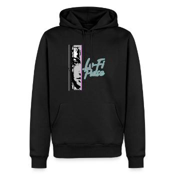 lofi2 - Männer Premium Bio Hoodie - Schwarz - Vorne - Nico (187cm)
