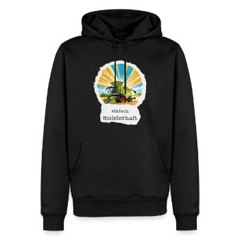 Einfach maisterhaft – Erntehelfer Style - Männer Premium Bio Hoodie - Schwarz - Vorne - Nico (187cm)