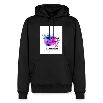 Kann man mal klatschen - Männer Premium Bio Hoodie - Schwarz - Vorne - Nico (187cm)