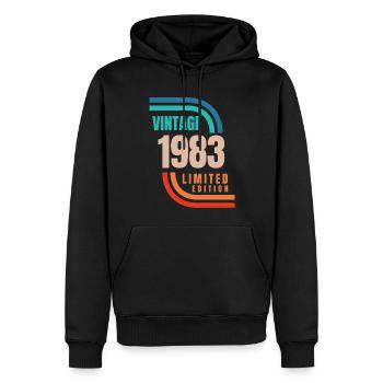 Jahrgang 1983 limitierte Auflage - Männer Premium Bio Hoodie - Schwarz - Vorne - Nico (187cm)