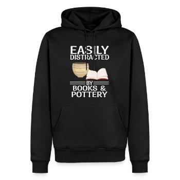 Poterie dictons | Livres de poterie Cadeaux de lecture - Sweat à capuche Premium bio Homme - noir - Devant - Nico (187cm)