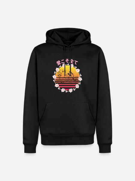 桜の日本語 Love is everything! - Men’s Premium Organic Hoodie - black