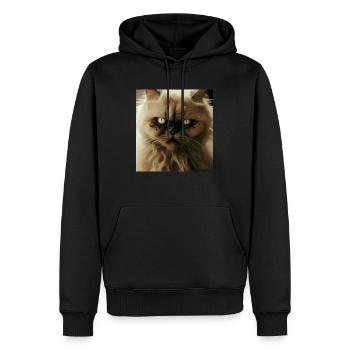 Le chat persan Negan: un vampire - Sweat à capuche Premium bio Homme - noir - Devant - Nico (187cm)