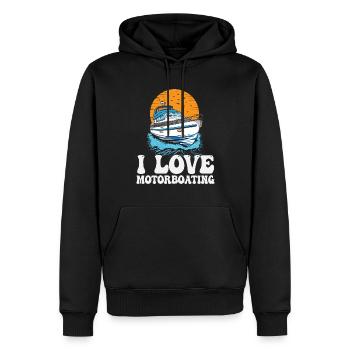 J’aime le bateau à moteur La vie est meilleure au lac - Sweat à capuche Premium bio Homme - noir - Devant - Nico (187cm)