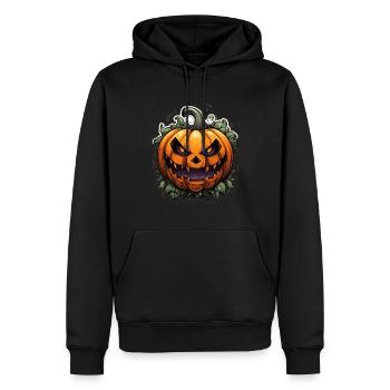 Scary Pumpkin Face I Spooky Halloween - Männer Premium Bio Hoodie - Schwarz - Vorne - Nico (187cm)