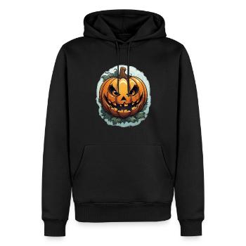 Scary Pumpkin Face I Spooky Halloween - Männer Premium Bio Hoodie - Schwarz - Vorne - Nico (187cm)