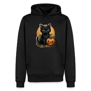 Black Cat Halloween Pumpkin - Cat - Männer Premium Bio Hoodie - Schwarz - Vorne - Nico (187cm)