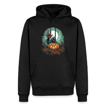 Halloween Emerging Hands Citrouille effrayante - Sweat à capuche Premium bio Homme - noir - Devant - Nico (187cm)
