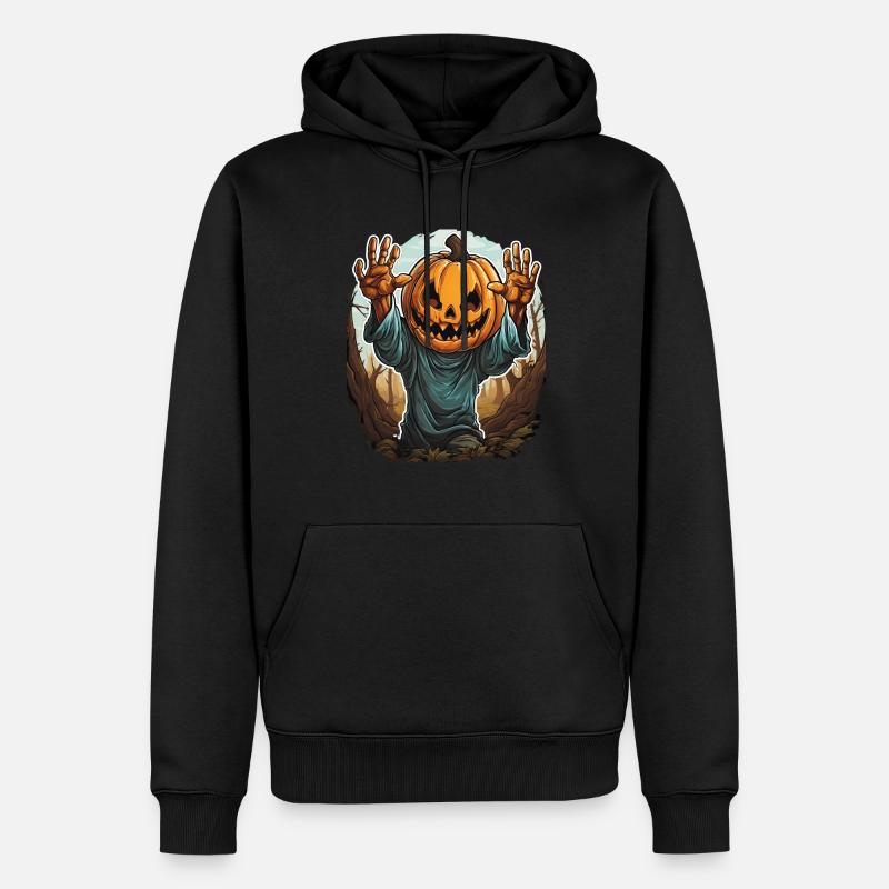 Halloween Emerging Hands Citrouille effrayante - Sweat à capuche Premium bio Homme - noir