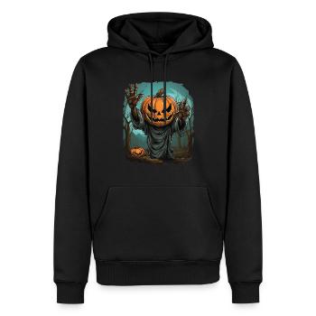 Halloween Mains émergentes Citrouille effrayante - Sweat à capuche Premium bio Homme - noir - Devant - Nico (187cm)