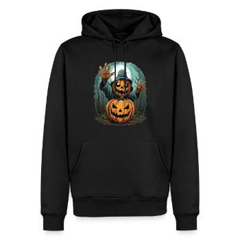 Halloween Mains émergentes Citrouille effrayante - Sweat à capuche Premium bio Homme - noir - Devant - Nico (187cm)