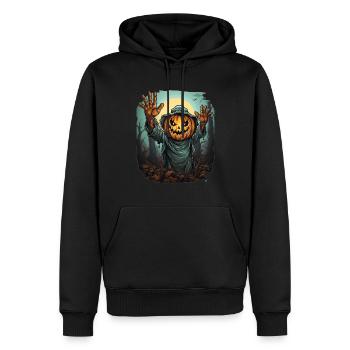 Halloween Mains émergentes Citrouille effrayante - Sweat à capuche Premium bio Homme - noir - Devant - Nico (187cm)