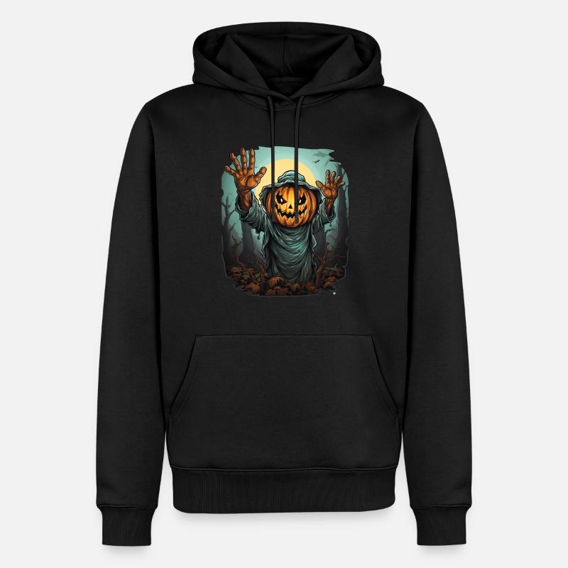 Halloween Mains émergentes Citrouille effrayante - Sweat à capuche Premium bio Homme - noir