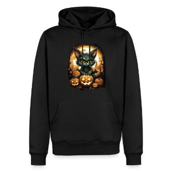 Chauve-souris Halloween I Cartoon Mignonne chauve-souris - Sweat à capuche Premium bio Homme - noir - Devant - Nico (187cm)
