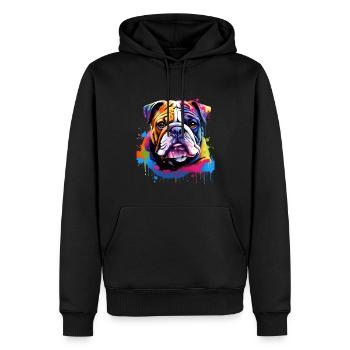 Bouledogue anglais Pop Art I Dog Lover I Splash Art - Sweat à capuche Premium bio Homme - noir - Devant - Nico (187cm)