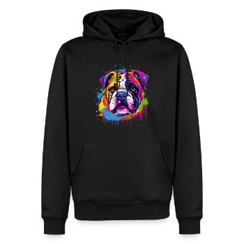 Bouledogue anglais Pop Art I Dog Lover I Splash Art - Sweat à capuche Premium bio Homme - noir - Devant - Nico (187cm)