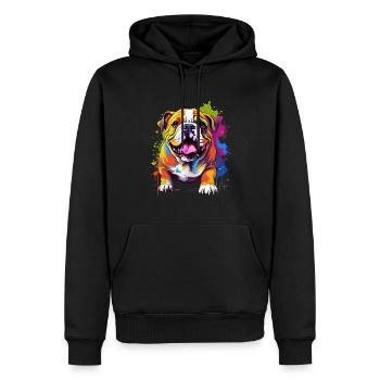 Bouledogue anglais Pop Art I Dog Lover I Splash Art - Sweat à capuche Premium bio Homme - noir - Devant - Nico (187cm)